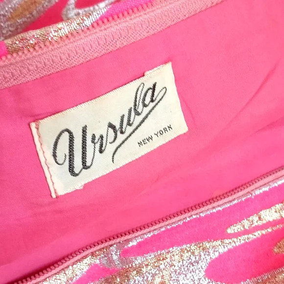 Stunning 1960's Mod Pink Gold Silver Metallic 3/4 Sleeve Blouse S/M - Picture 7 of 17